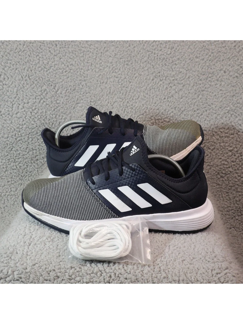 Adidas Game Court Tennis Shoes Black White Mens 11